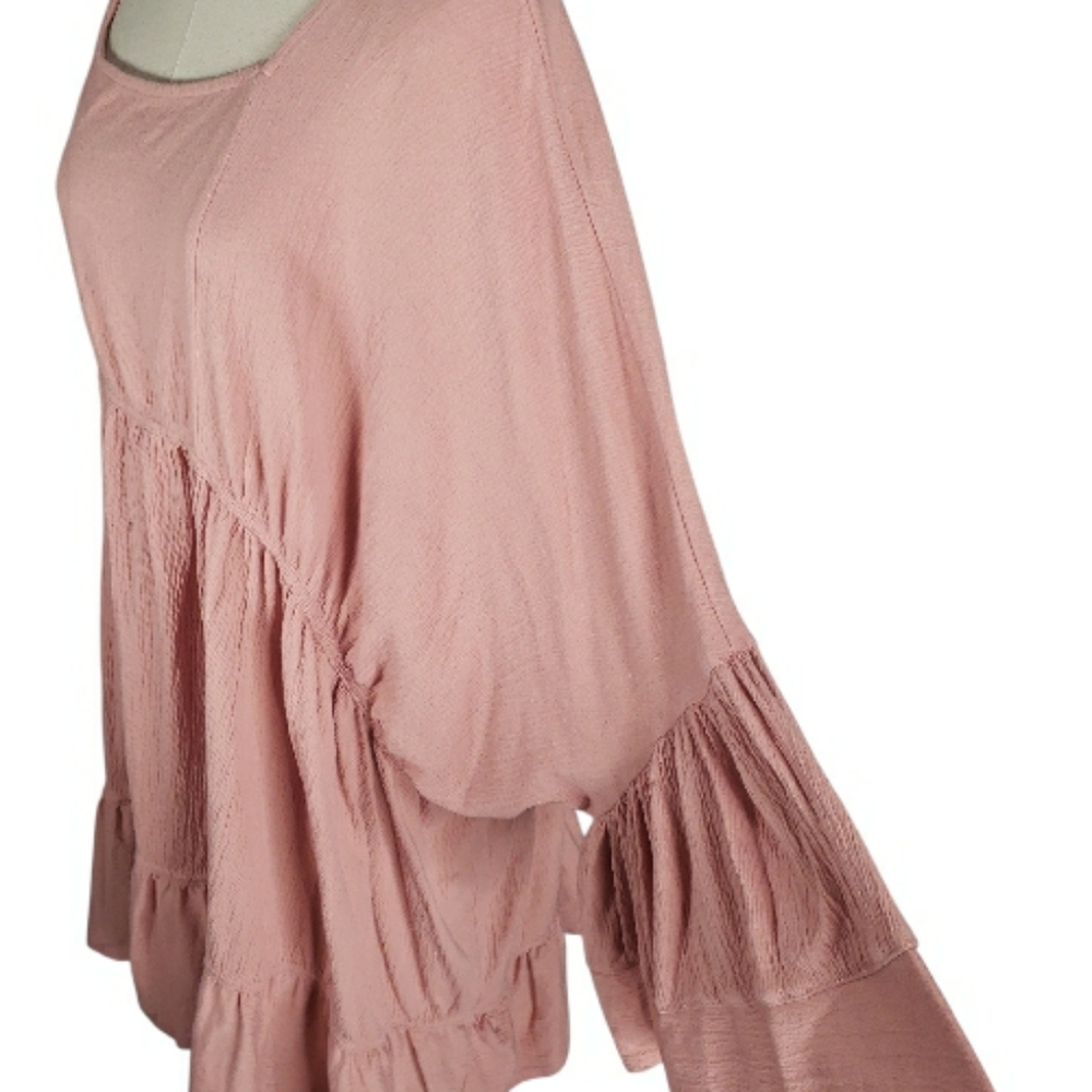 Free People Beach El Mar Mini Dress Tiered Crinkle Bell Boho Coastal Vacation XS - Picture 4 of 9